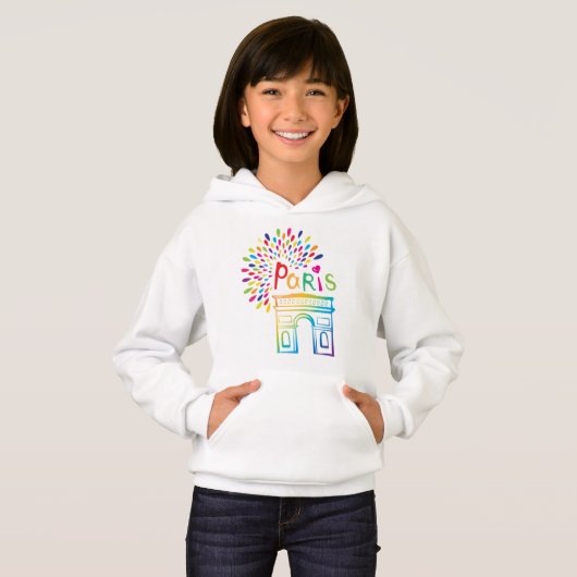 Paris Frankreich | Arc de Triomphe | Neon Design Hoodie (Vorne ganz)