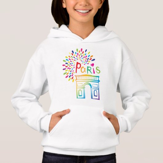 Paris Frankreich | Arc de Triomphe | Neon Design Hoodie (Vorderseite)