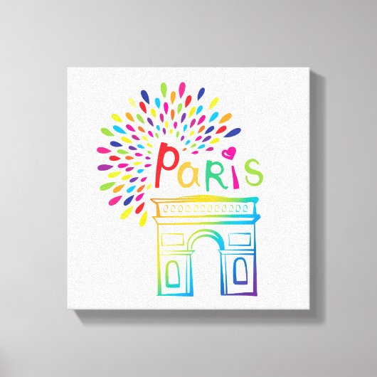 Paris Frankreich | Arc de Triomphe | Neon Design Leinwanddruck (Vorderseite)