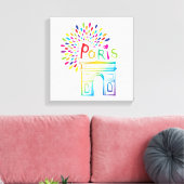 Paris Frankreich | Arc de Triomphe | Neon Design Leinwanddruck (Insitu (Wohnzimmer))