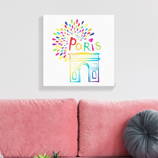 Paris Frankreich | Arc de Triomphe | Neon Design Leinwanddruck (Insitu (Wohnzimmer))