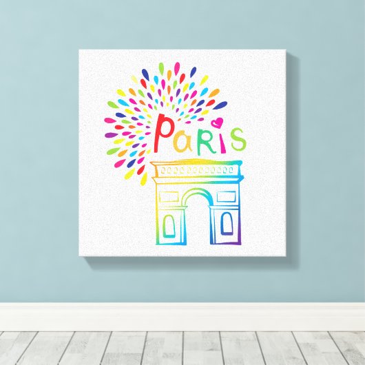 Paris Frankreich | Arc de Triomphe | Neon Design Leinwanddruck (Insitu (Holzboden))