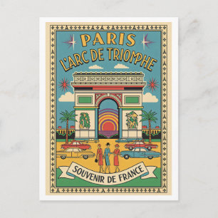 Paris, Frankreich – Arc de Triomphe Retro 1950er Postkarte