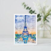 Paris Frankreich Berühmter Reiseraum Wasserfarbene Postkarte (Stehend Vorderseite)