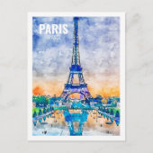 Paris Frankreich Berühmter Reiseraum Wasserfarbene Postkarte (Vorderseite)