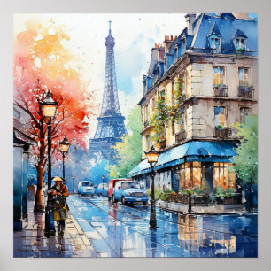 Paris Frankreich Bohemische Aquarellbilder Poster