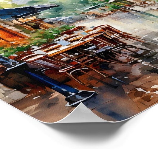 Paris Frankreich Bohemische Aquarellbilder Poster (Ecke)