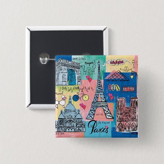 Paris, Frankreich Button (Vorne & Hinten)