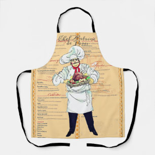 Paris Frankreich Chef Karikatur Menü Text Schürze