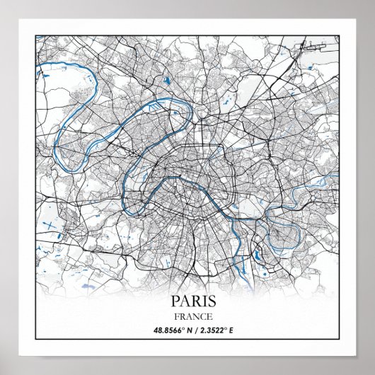 Paris Frankreich City Map Travel Simple Poster (Vorne)