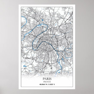 Paris Frankreich City Map Travel Simple Poster