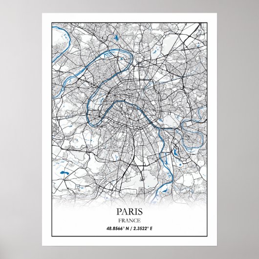Paris Frankreich City Map Travel Simple Poster (Vorne)