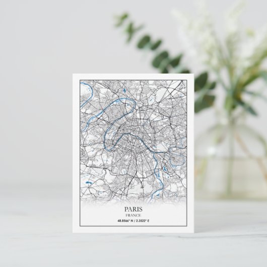 Paris Frankreich City Map Travel Simple Postkarte (Stehend Vorderseite)