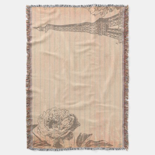 Paris Frankreich Eifel Tower Shabby Chic Throw Bla Decke (Vorderseite Vertikal)