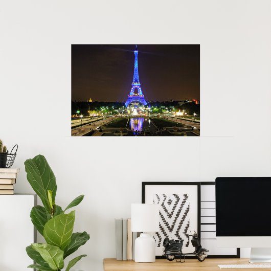 Paris, Frankreich - Eiffel in der Nacht Poster (Heimbüro)