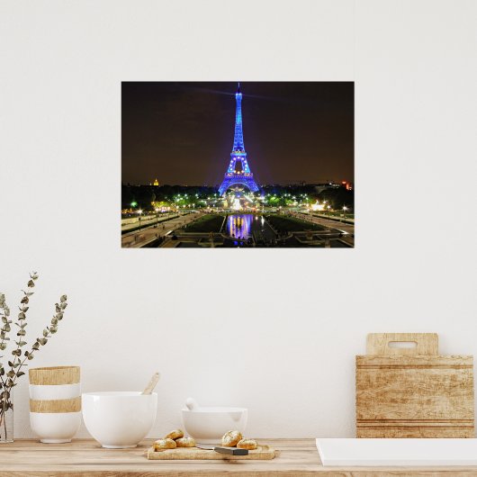Paris, Frankreich - Eiffel in der Nacht Poster (Küche)