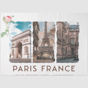 PARIS, Frankreich. Eiffel, Louvre, Triumphbogen Seidenpapier
