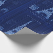 Paris Frankreich Eiffel Tower Blueprint Bau Geschenkpapier (Ecke)