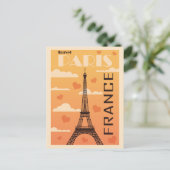 Paris Frankreich Eiffel Tower Hearts Vintage Trave Postkarte (Stehend Vorderseite)
