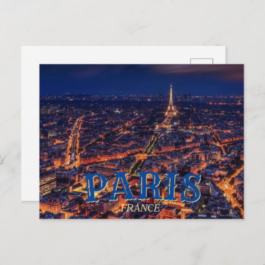 Paris Frankreich - Eiffel Tower Night Postcard Einladungspostkarte (Vorne/Hinten)