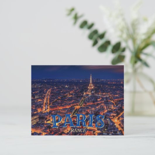 Paris Frankreich - Eiffel Tower Night Postcard Einladungspostkarte (Stehend Vorderseite)