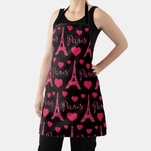 Paris Frankreich Eiffel Tower Pink Hearts Glitzer Schürze (InSitu)