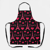 Paris Frankreich Eiffel Tower Pink Hearts Glitzer Schürze (Vorderseite)