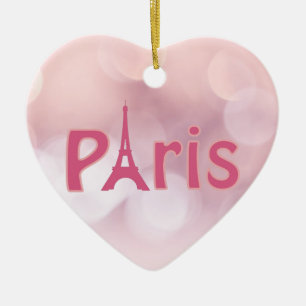 Paris Frankreich Eiffel Tower Pink Herzlich Willko Keramik Ornament