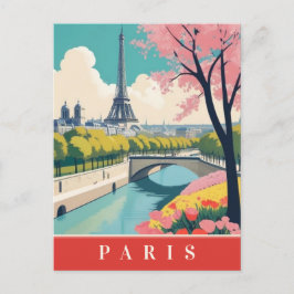 Paris Frankreich Eiffel Tower Retro Travel Floral Postkarte