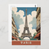 Paris Frankreich Eiffel Tower Retro Vintage Travel Postkarte (Vorne/Hinten)