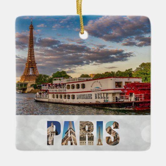 Paris Frankreich Eiffel Tower Seine Schiff Keramikornament (Vorderseite)