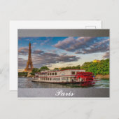 Paris Frankreich Eiffel Tower Seine Schiff Postkarte (Vorne/Hinten)