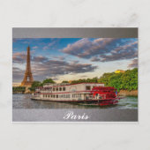 Paris Frankreich Eiffel Tower Seine Schiff Postkarte (Vorderseite)