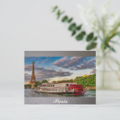 Paris Frankreich Eiffel Tower Seine Schiff Postkarte (Stehend Vorderseite)