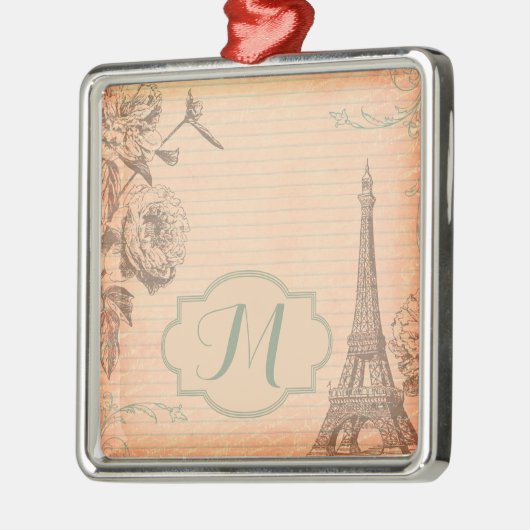 Paris Frankreich Eiffel Tower Shabby Monogram Orna Ornament Aus Metall (Links)