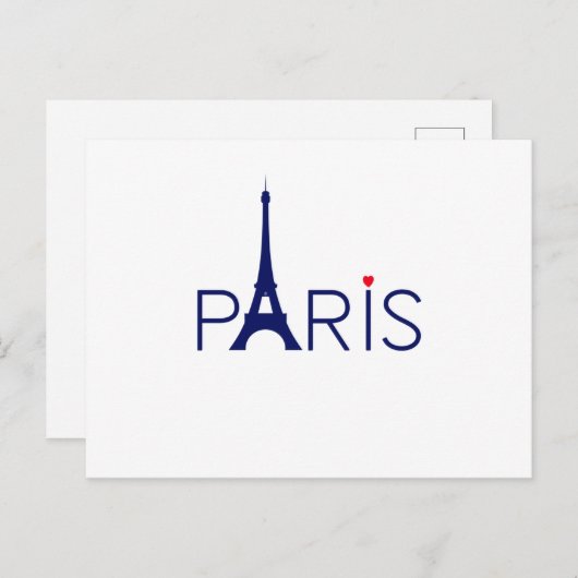 Paris Frankreich Eiffel Tower Text und Herz Postkarte (Vorne/Hinten)