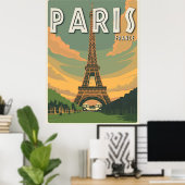 Paris Frankreich Eiffel Tower Vintage Travel Poster (Heimbüro)