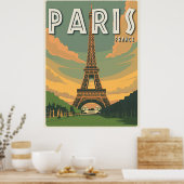 Paris Frankreich Eiffel Tower Vintage Travel Poster (Küche)