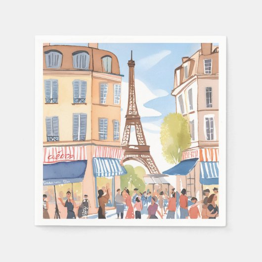 Paris Frankreich Eiffel Tower Watercolor Reisen Serviette (Vorderseite)