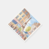 Paris Frankreich Eiffel Tower Watercolor Reisen Serviette (Ecke)