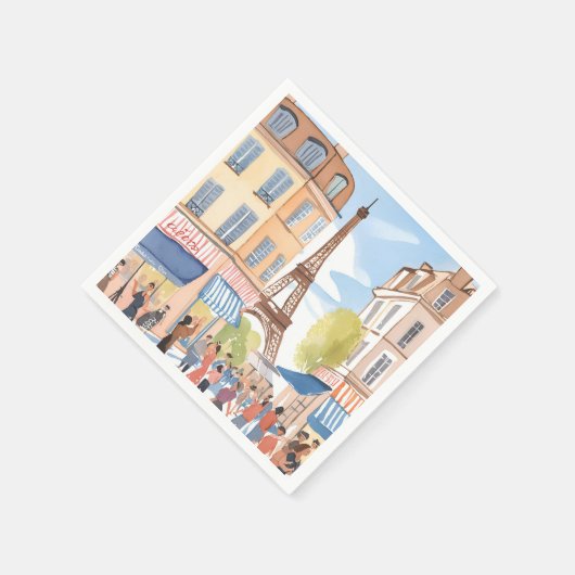 Paris Frankreich Eiffel Tower Watercolor Reisen Serviette (Ecke)