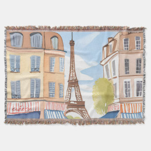 Paris Frankreich Eiffelturm   Aquarell Reise Decke