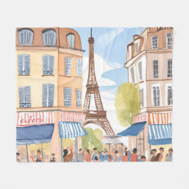 Paris Frankreich Eiffelturm | Aquarell Reise Fleecedecke