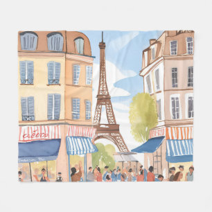 Paris Frankreich Eiffelturm   Aquarell Reise Fleecedecke