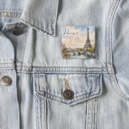 Paris Frankreich Eiffelturm Fluss Seine Button (Beispiel)