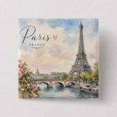 Paris Frankreich Eiffelturm Fluss Seine Button (Vorderseite)