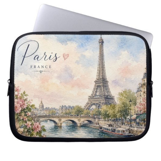 Paris Frankreich Eiffelturm Fluss Seine  Laptopschutzhülle (Vorderseite)