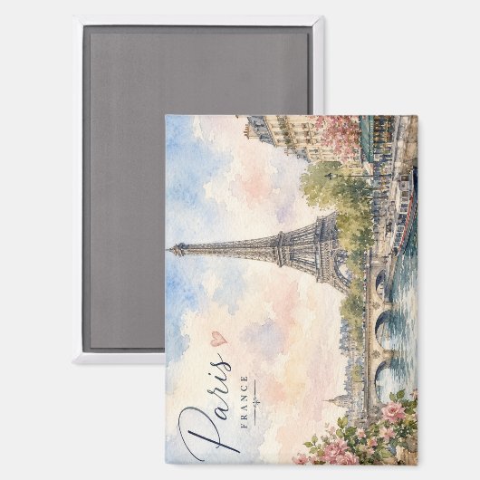 Paris Frankreich Eiffelturm Fluss Seine  Magnet (Vorderseite/Rückseite)
