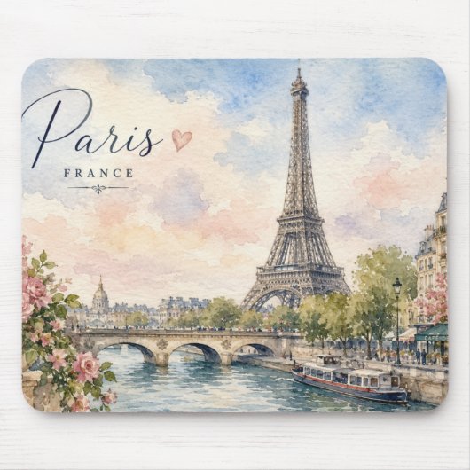 Paris Frankreich Eiffelturm Fluss Seine Mousepad (Vorne)