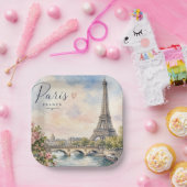 Paris Frankreich Eiffelturm Fluss Seine Pappteller (Party)